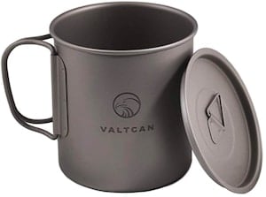 titanium backpacking mug with lid