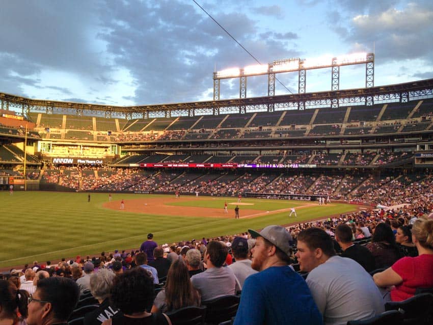The view from the seats at a Rockies game at Coors Field