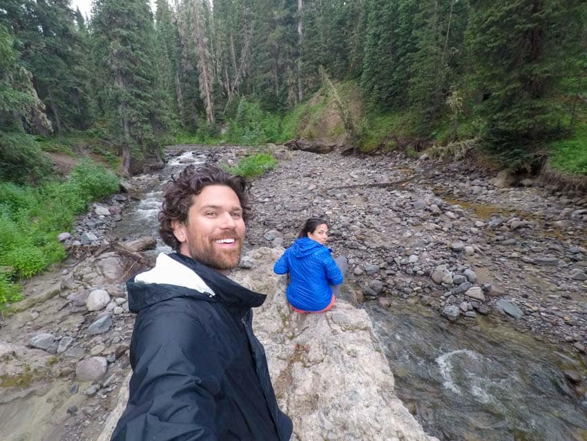 Michael and Kristina from Off Path Travels near one of their favorite campsites in Silverton Colorado