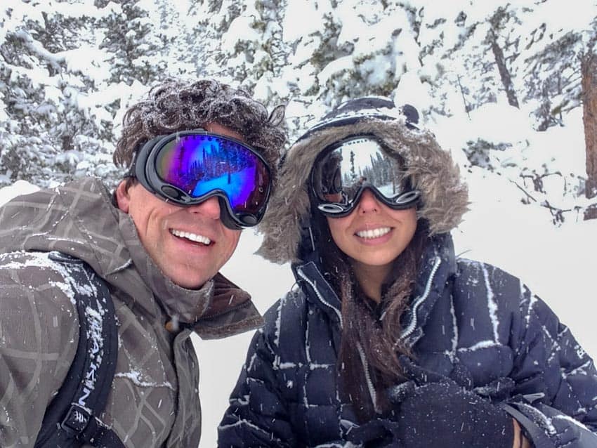 Kristina and Michael enjoying a snowy day snowshoeing