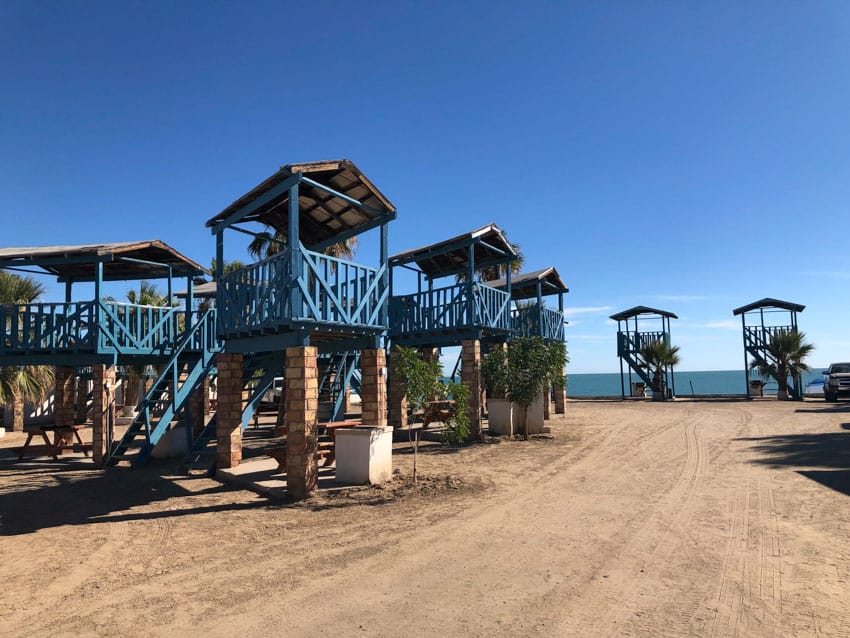Popular two-story palapas in San Felipe, Baja California