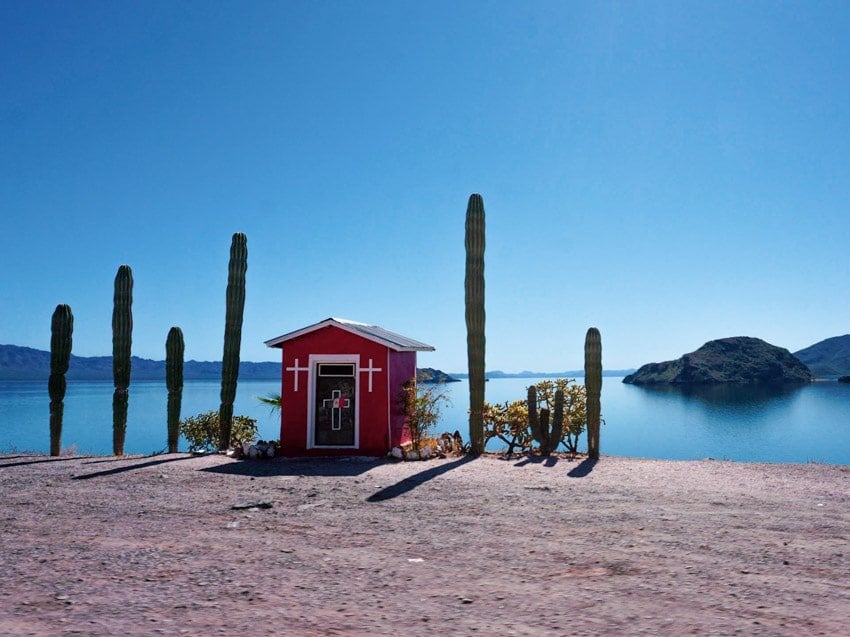 A roadside church that reminds you of safety in Baja Mexico