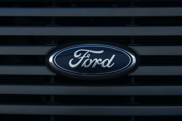 The Ford emblem, which sits on the front of Ford Transits, a good option for a camper van
