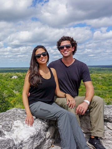 Michael and Kristina on top of Structure 1, our favorite part of Calakmul