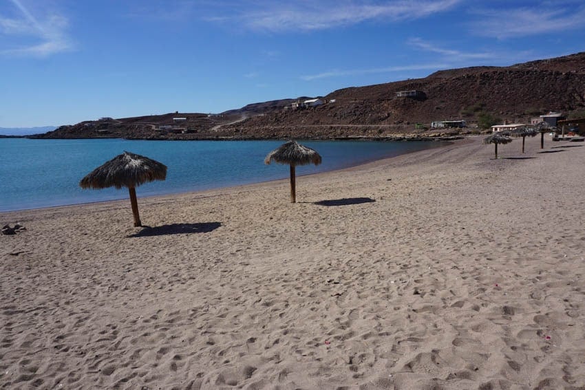 palapas on the beach in Mexico