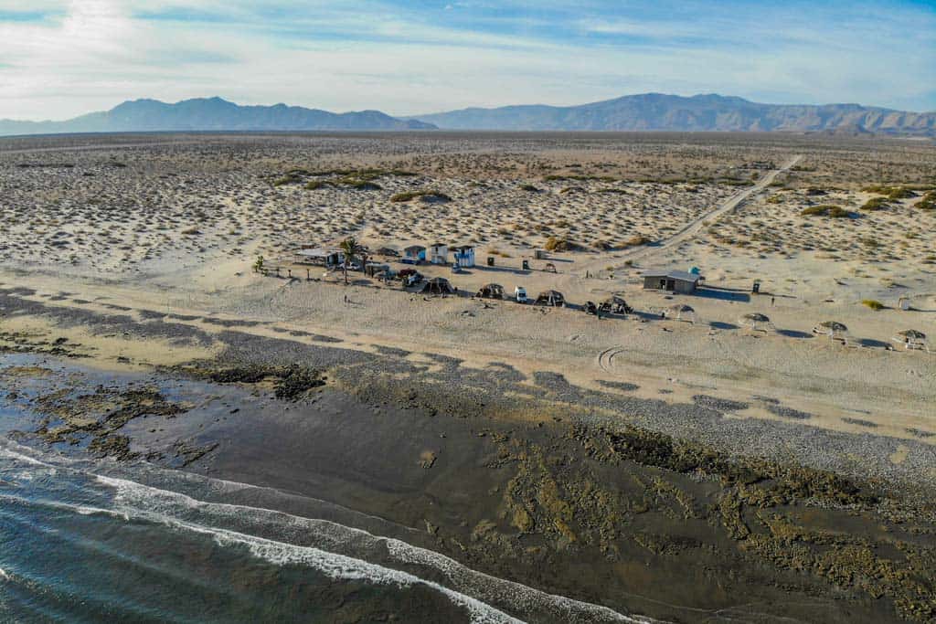 aerial view of the beach at low tide