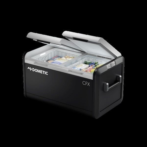 The Dometic CFX3 75 12 volt dual zone fridge for camping