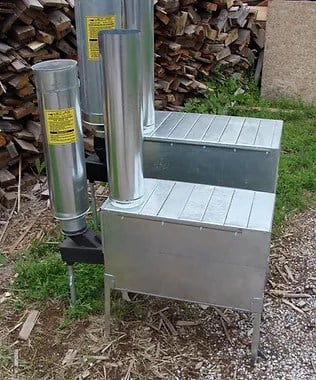 The gravity-fed pellet system of the Riley Pellet Stove