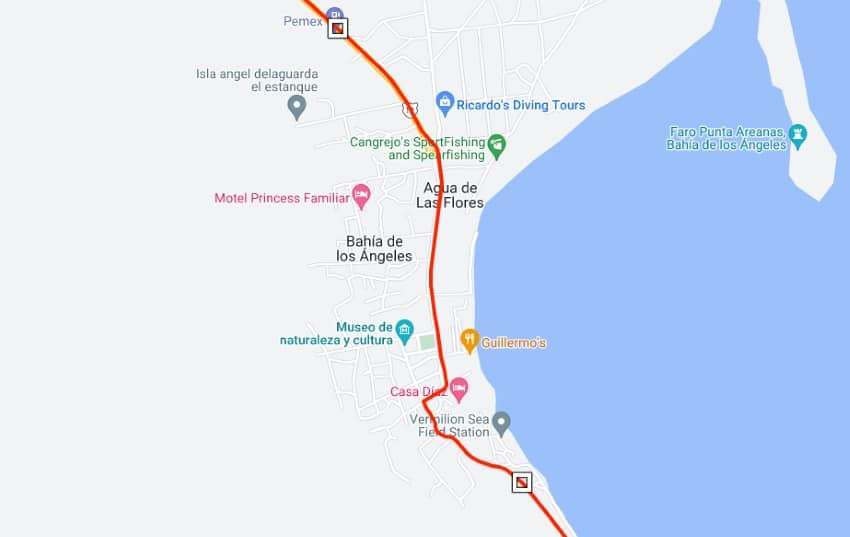 A map of the Baja 1000 course through Bahia de Los Angeles (BOLA)