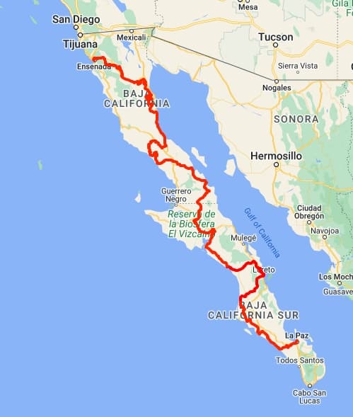 The entire Baja 1000 map