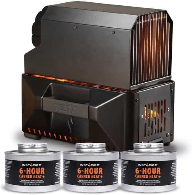 The canned fuel portable camping heater alternative to battery powered