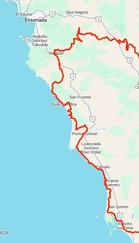 2025 Baja 100 screenshot Pacific coastline