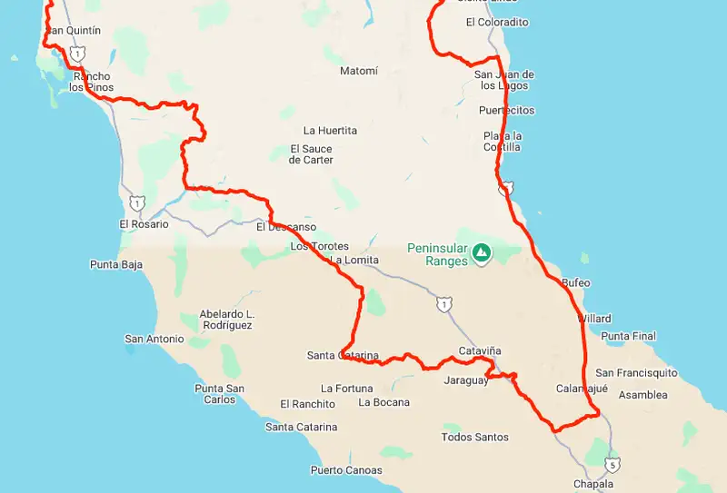 2025 Baja 1000 Map screenshot southern portion